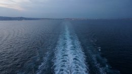 The Royal Princess sailing away from Naples, Italy