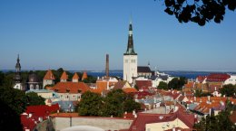 Lower Old Town from Upper Old Town in Tallinn, Estonia