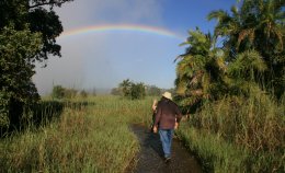 Rainbow over the Trail at Victoria Falls