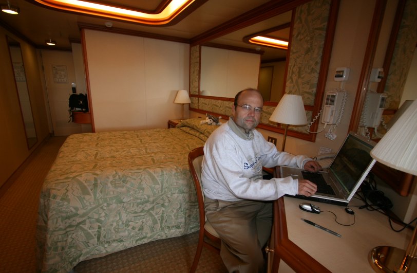 Me in my stateroom downloading pictures into the computer