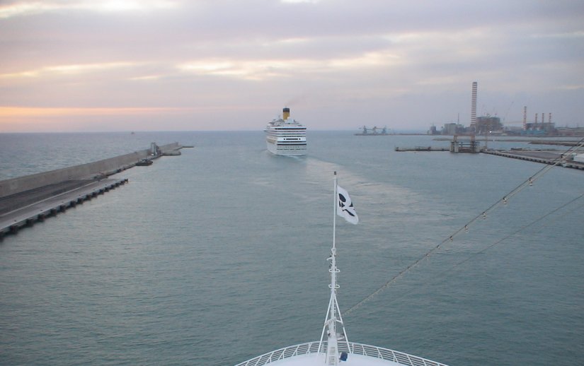 Sailing away from Civitavecchia, Italy