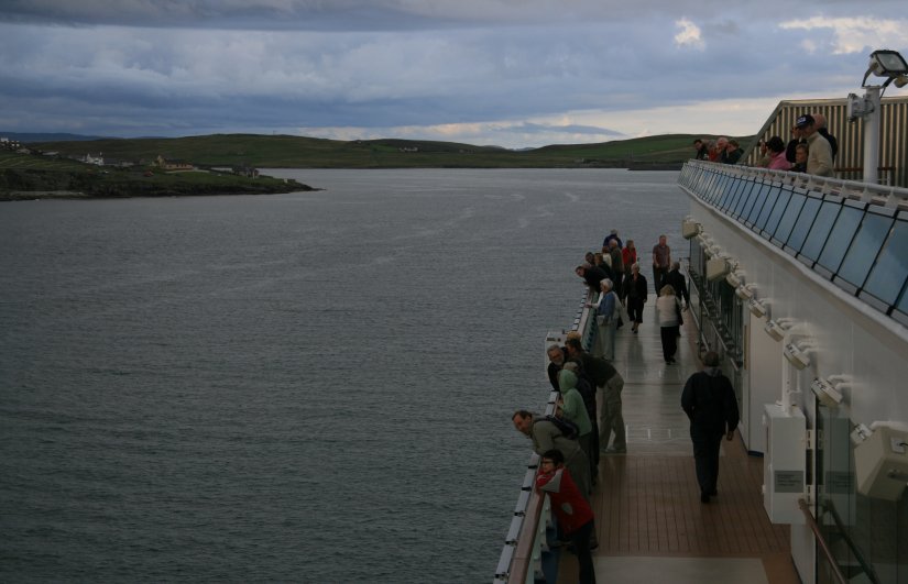 Sailing away from Lerwick, Scotland