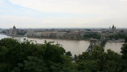 Sz�chenyi Chain Bridge from Castle Hille in Budapest, Hungary