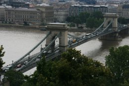 Sz�chenyi Chain Bridge from Castle Hille in Budapest, Hungary