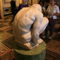 Crouching Boy sculpture by Italian painter and sculptor Michelangelo