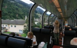 Approaching Poschiavo, Switzerland on the Bernina Express