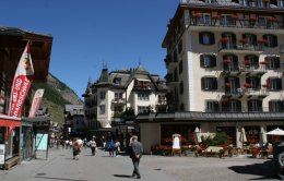 The business district in Zermatt, Switzerland