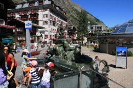 Water fountain in downtown Zermatt, Switzerland