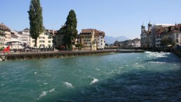 Along the Reuss River in Lucerne's Old Town