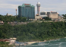 Maid of the Mist dock below Clifton Hill in Niagara Falls, Ontario