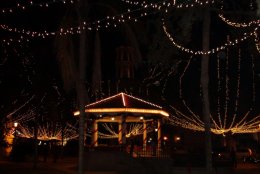 Historic district of St. Augustine, Florida decorated for Christmas