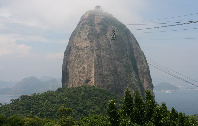 View of Sugarloaf Mountain from top of Urca Mountain