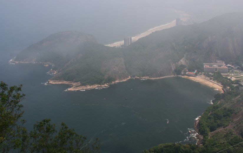 View of Copacabana beach from top of Sugarloaf Mountain