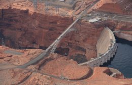 Glen Canyon Dam and Bridge from the air