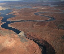 Lake Powell and Glen Canyon Dam from the air