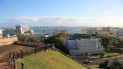 Crown Princess from inside Fort San Cristobal