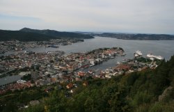 Bergen, Norway from the mountain of Flyen