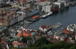 Bergen, Norway from the mountain of Flyen