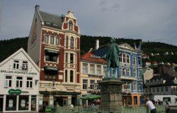 Statue of Ludvig Holberg in downtown Bergen, Norway