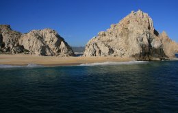 Pacific Ocean side of Lover's Beach at Land's End in Cabo San Lucas, Mexico