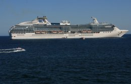 The Island Princess anchored in the harbor of Cabo San Lucas, Mexico