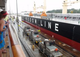 Approaching Gatun Locks in the Panama Canal